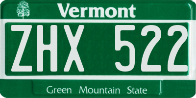 VT license plate ZHX522