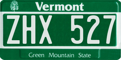 VT license plate ZHX527