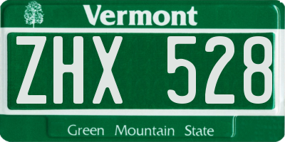 VT license plate ZHX528
