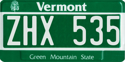VT license plate ZHX535