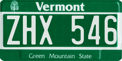 VT license plate ZHX546