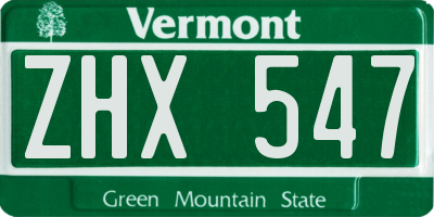 VT license plate ZHX547