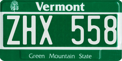 VT license plate ZHX558