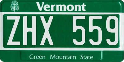 VT license plate ZHX559