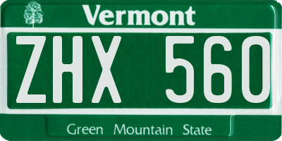 VT license plate ZHX560