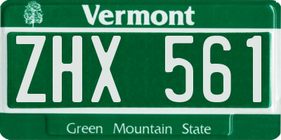 VT license plate ZHX561