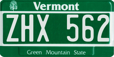 VT license plate ZHX562