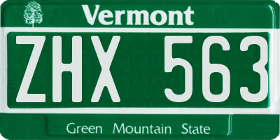 VT license plate ZHX563