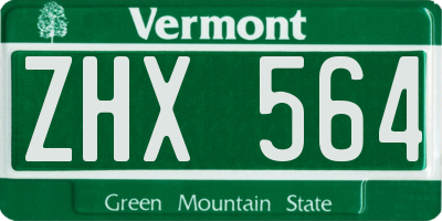 VT license plate ZHX564