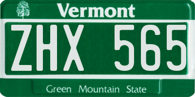 VT license plate ZHX565