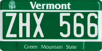 VT license plate ZHX566