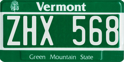 VT license plate ZHX568