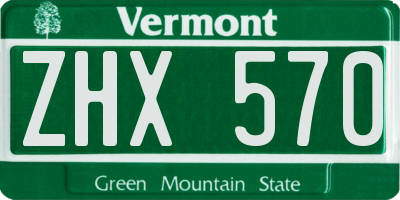 VT license plate ZHX570