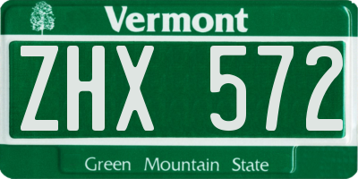 VT license plate ZHX572