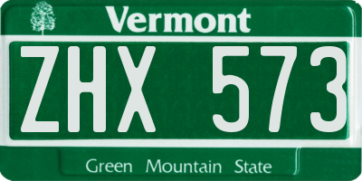 VT license plate ZHX573