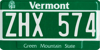 VT license plate ZHX574