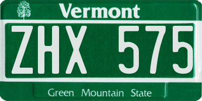 VT license plate ZHX575
