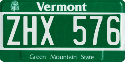 VT license plate ZHX576