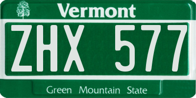 VT license plate ZHX577