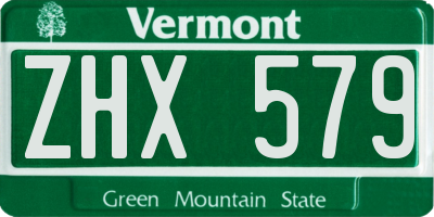 VT license plate ZHX579