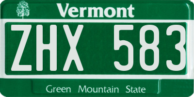 VT license plate ZHX583