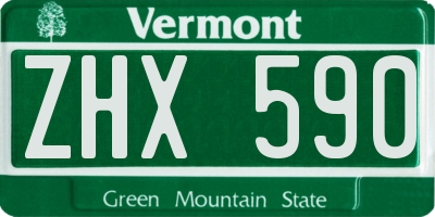 VT license plate ZHX590