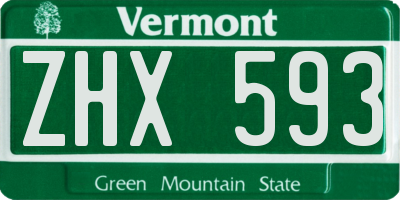 VT license plate ZHX593
