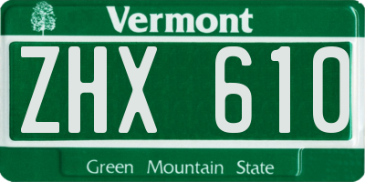 VT license plate ZHX610