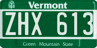 VT license plate ZHX613