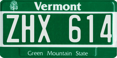 VT license plate ZHX614