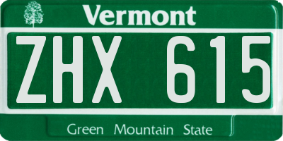 VT license plate ZHX615