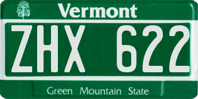 VT license plate ZHX622