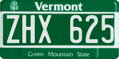 VT license plate ZHX625