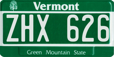 VT license plate ZHX626