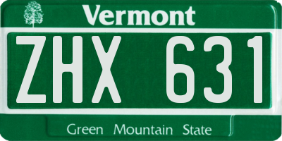 VT license plate ZHX631