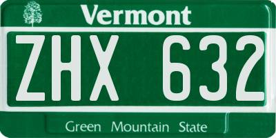 VT license plate ZHX632