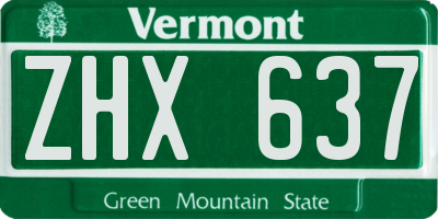 VT license plate ZHX637