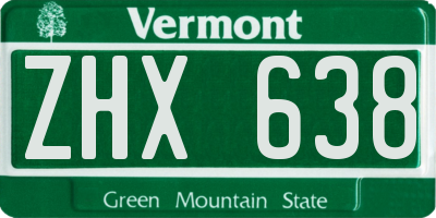 VT license plate ZHX638