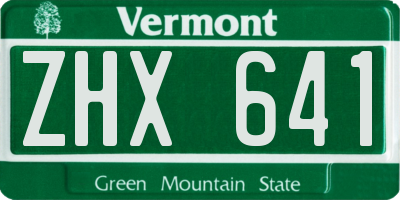 VT license plate ZHX641