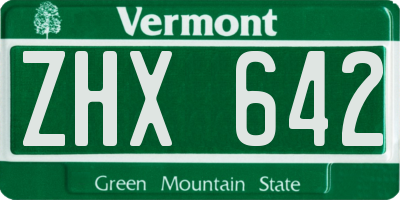 VT license plate ZHX642