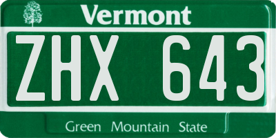 VT license plate ZHX643