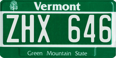 VT license plate ZHX646