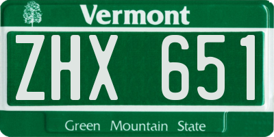 VT license plate ZHX651