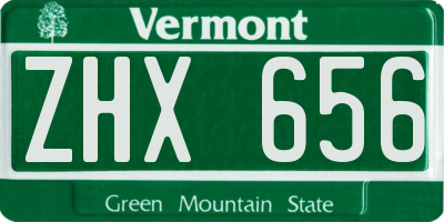 VT license plate ZHX656