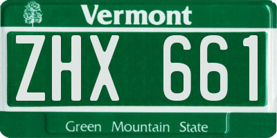 VT license plate ZHX661
