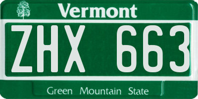 VT license plate ZHX663