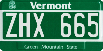 VT license plate ZHX665