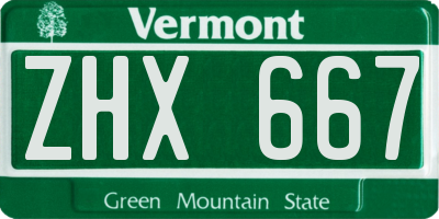 VT license plate ZHX667