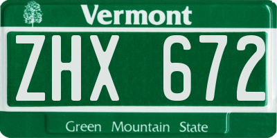 VT license plate ZHX672