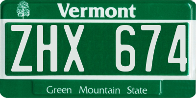 VT license plate ZHX674